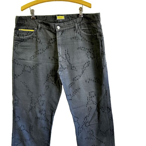 Messori Men's Cool Jeans Black Embroidered Distressed Cotton Jeans Pants SZ 40 - Picture 2 of 14